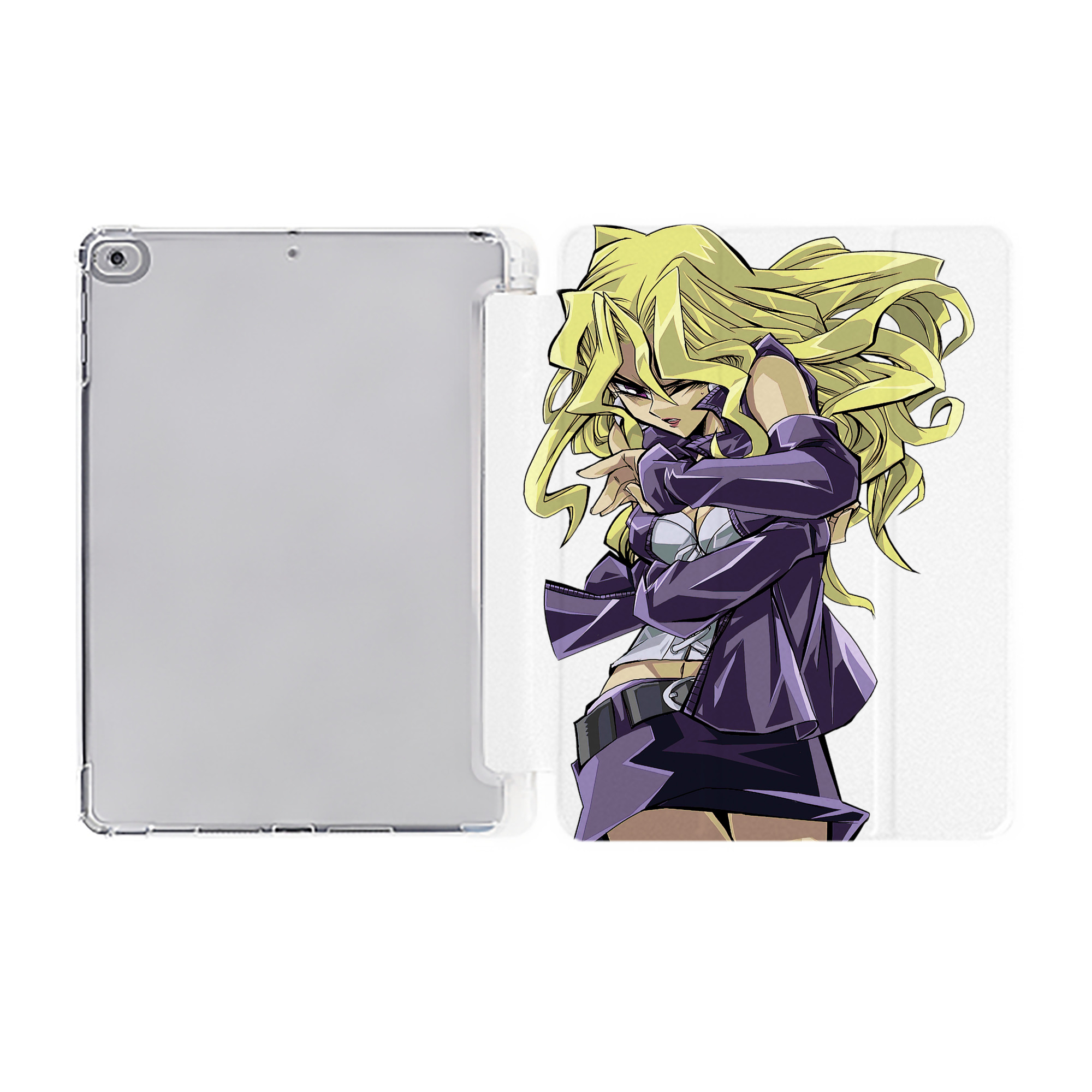 （画像用） 遊☆戯☆王 Yu-Gi-Oh! IPad ケース ペン収納付き 三つ折りスタンド PUレザー×シリコン 対応機種9.5/10.5/10.9インチ